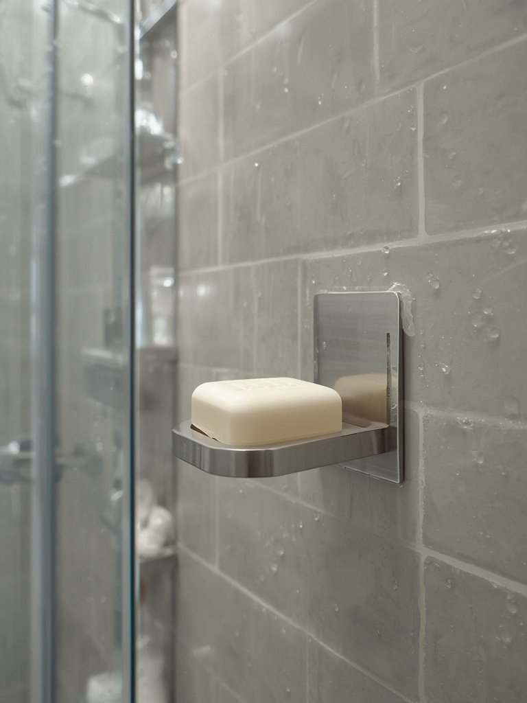 shower soapdish in action