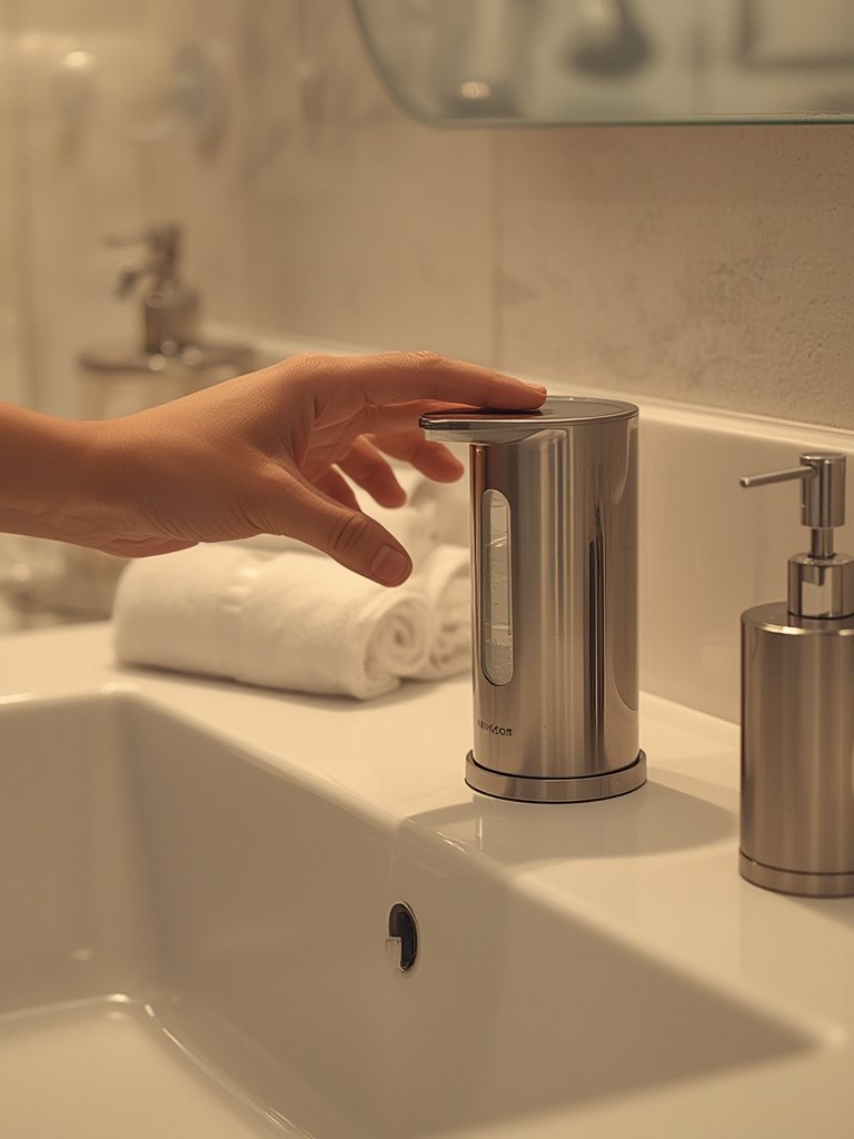 soap dispenser in action