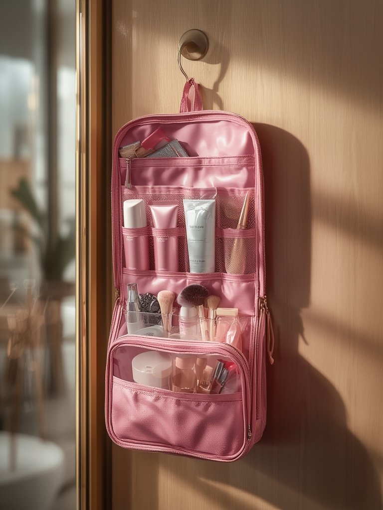 toiletry bag in action