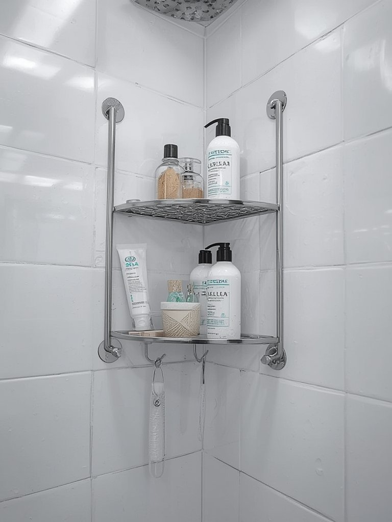 shower caddy in action