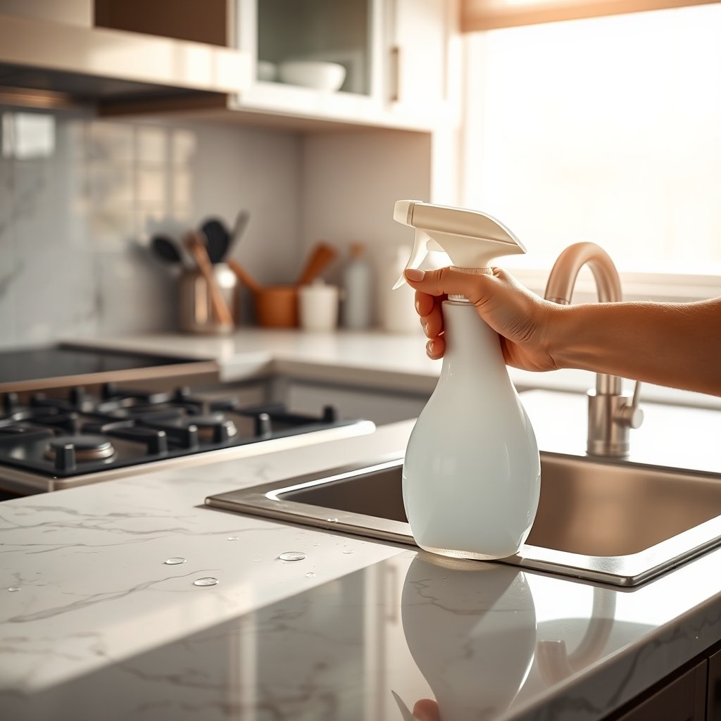 cleaning spray in action