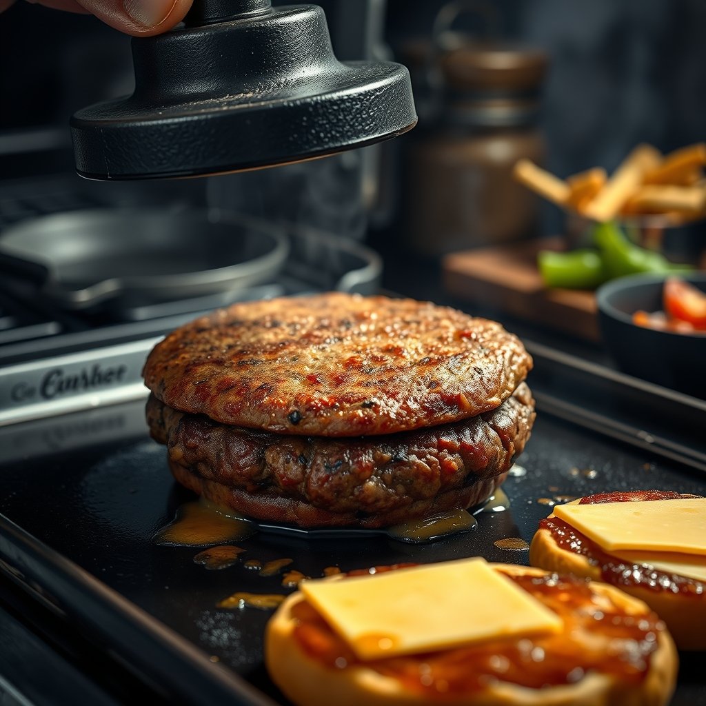 burger press in action