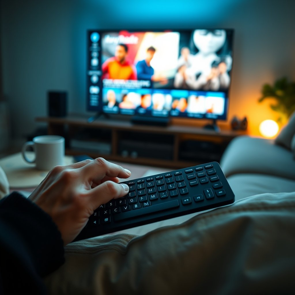 wireless keyboard in action