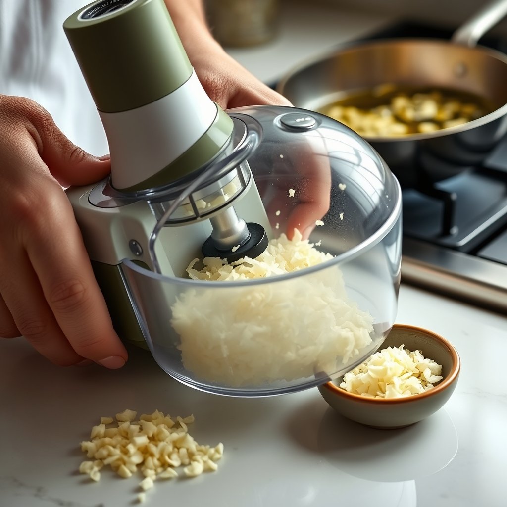 garlic chopper in action