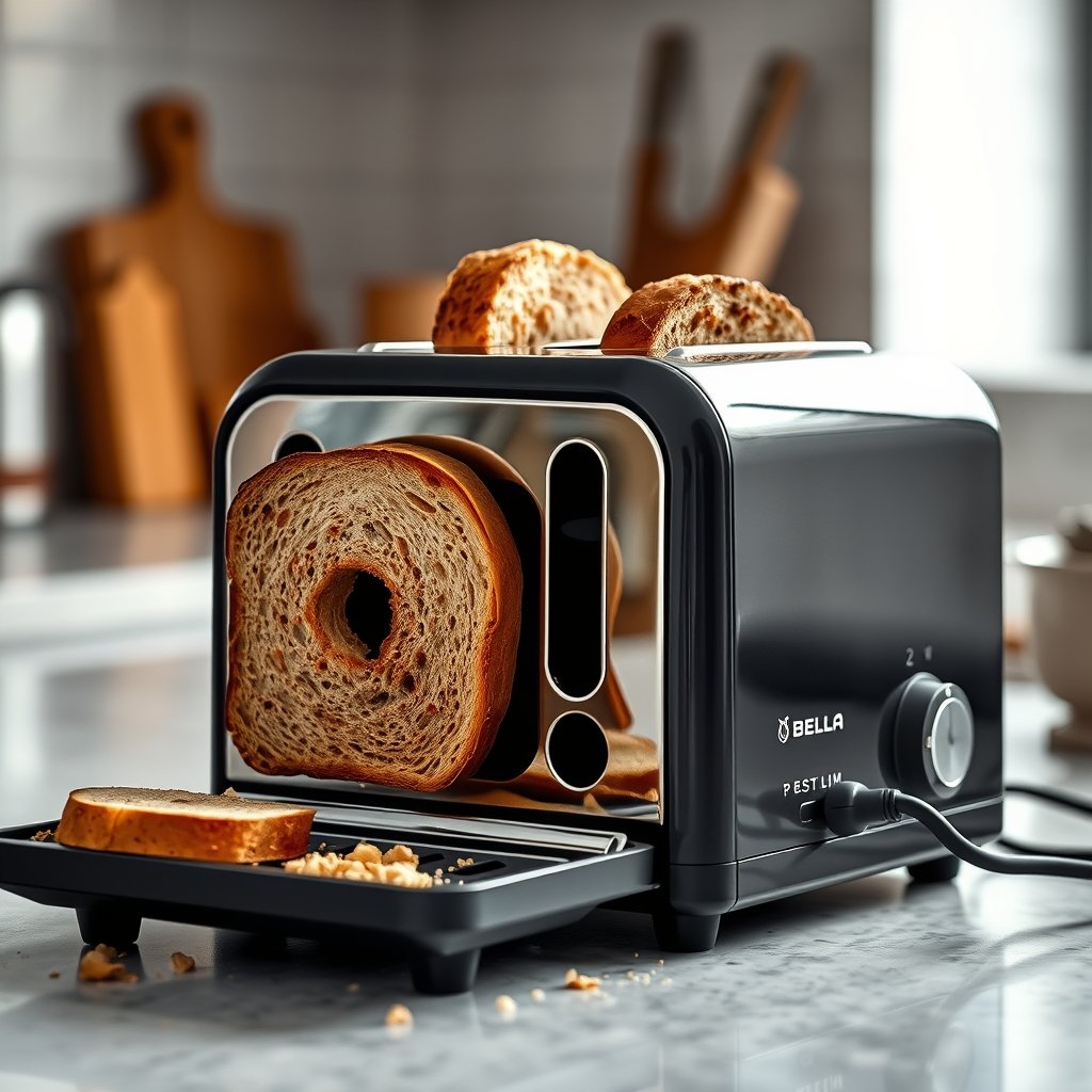 slim toaster in action